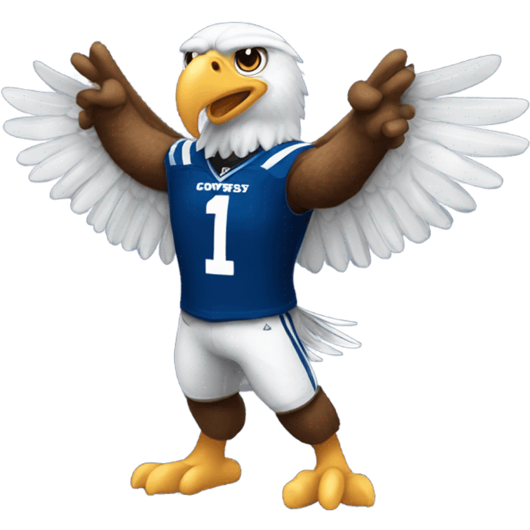 eagles mascot wearing a cowboys jersey emoji