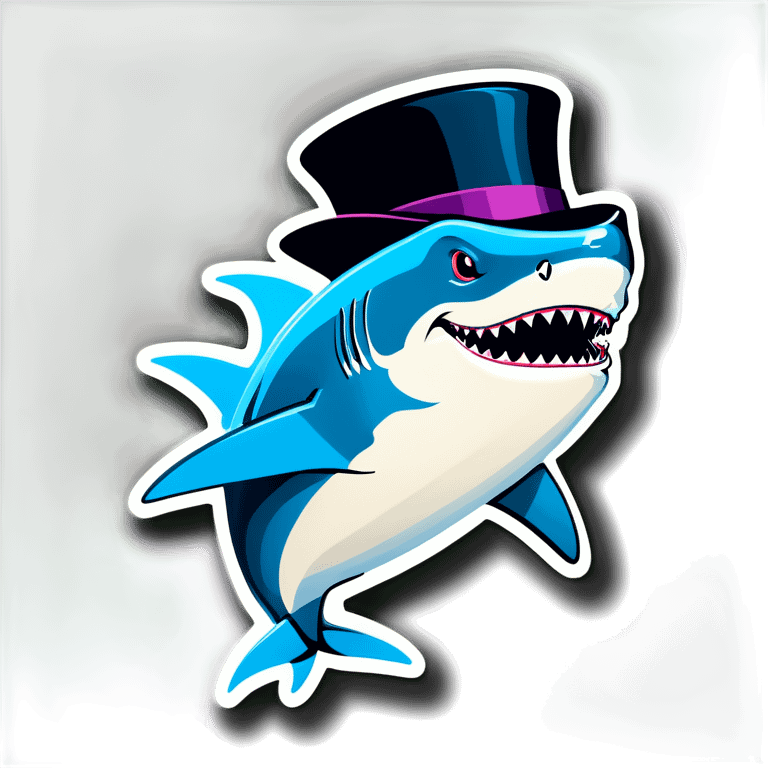 Shark with a top hat emoji