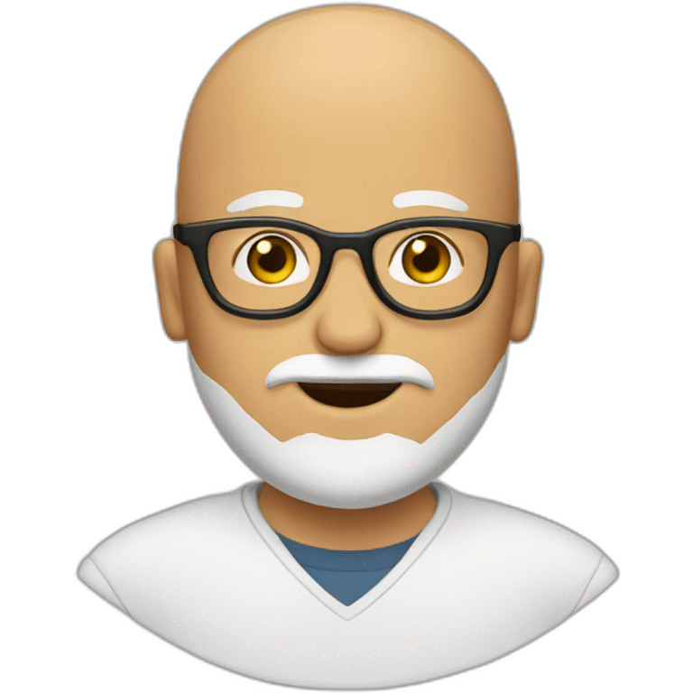 Bald head, wearing glasses, beard emoji