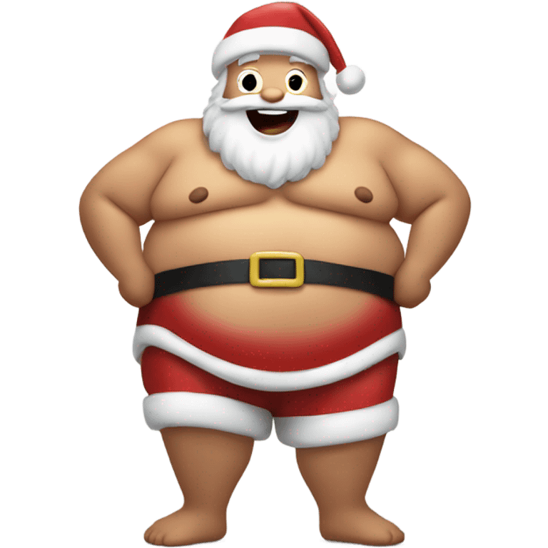 santa holding onto his hairy fat shirtless belly as he laughs emoji