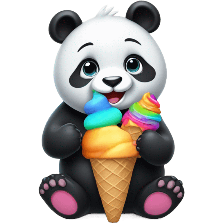 Panda eating ice cream emoji