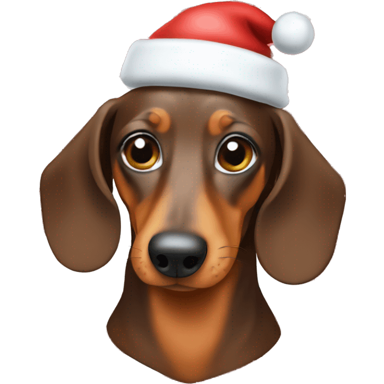 Dachshund wearing a Santa hat emoji