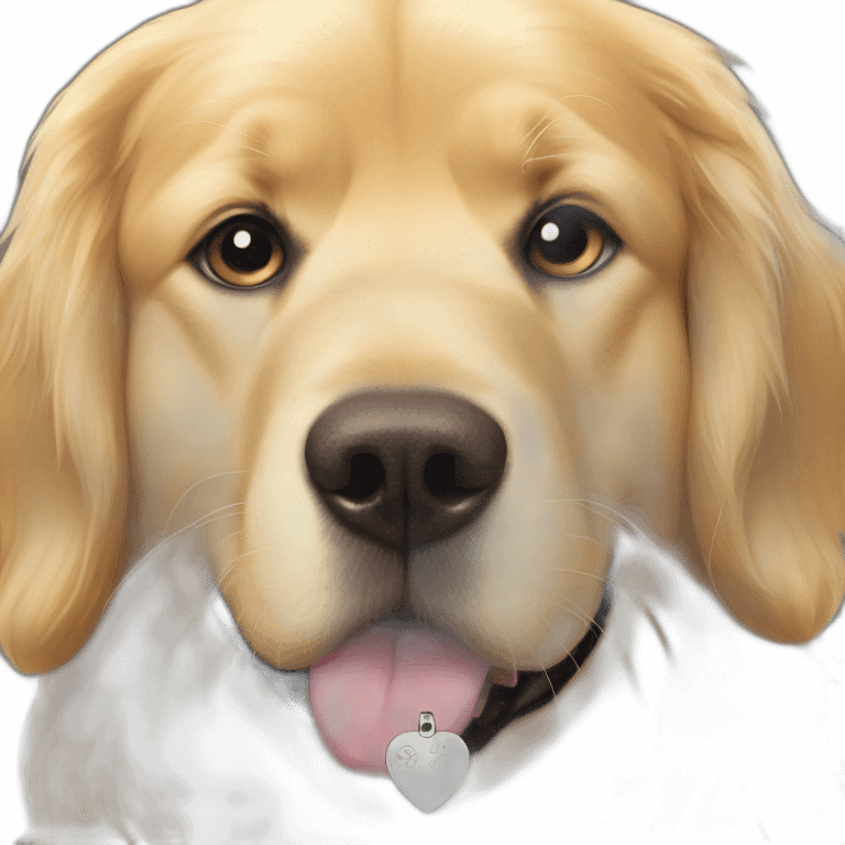 Golden retriever heart wearing dog tag with Shibuya written on it emoji