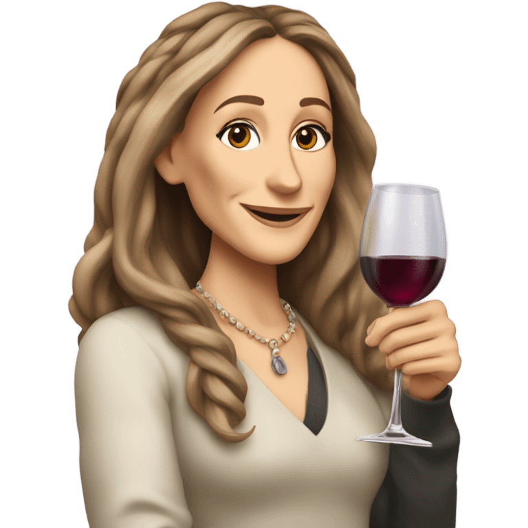 Sarah Jessica Parker with a glass of wine in her right hand emoji