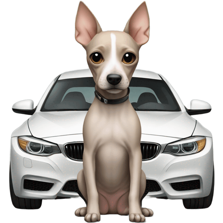 American Hairless Terrier with bmw emoji