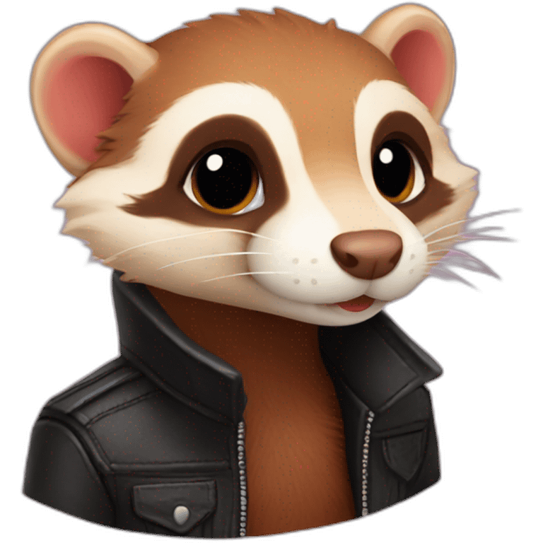 Red ferret wearing leather jacket  emoji