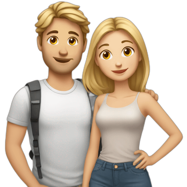 Young European Couple with cat emoji