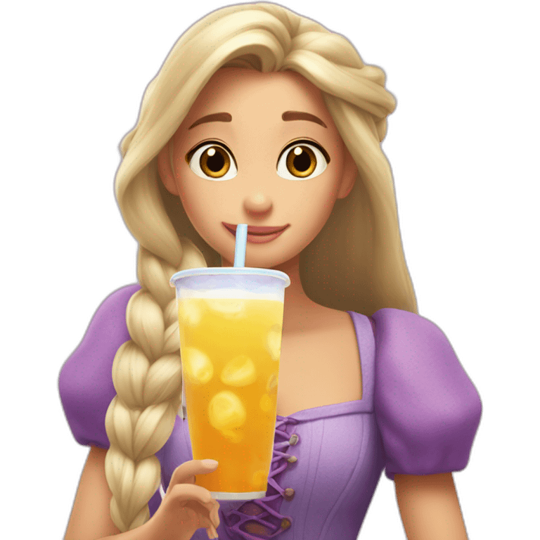 rapunzel drinking boba emoji