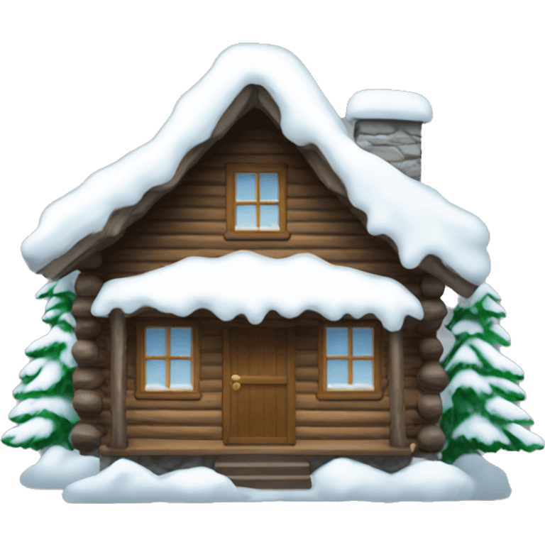 winter cabin with snow emoji