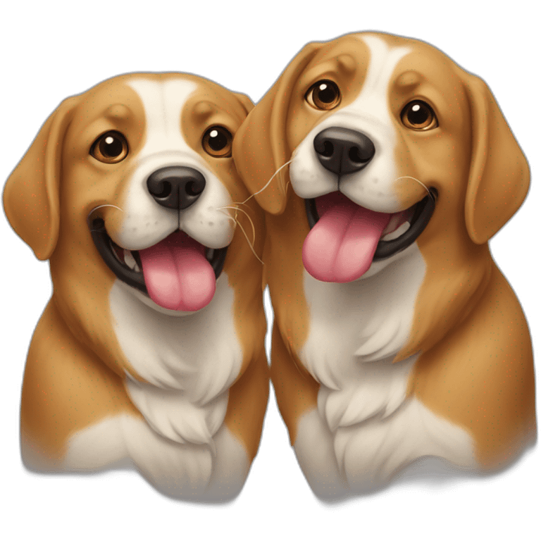 Two dogs with their tongues tied together emoji