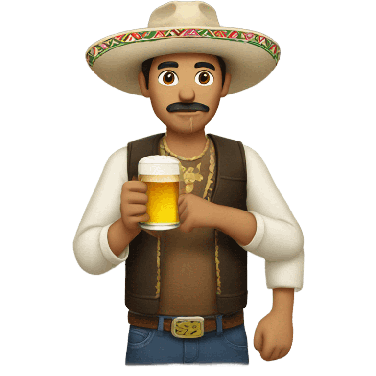 Mexican man drinking a beer emoji