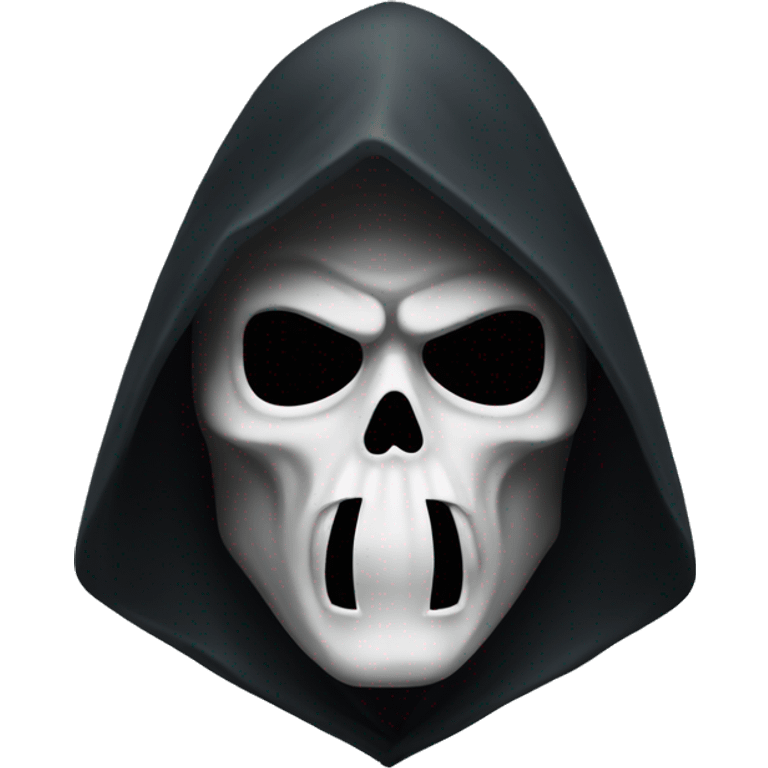 Grim reaper with high triangles hood wearing mask emoji