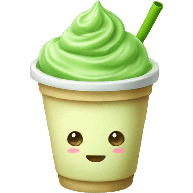 Cute iced matcha cup emoji