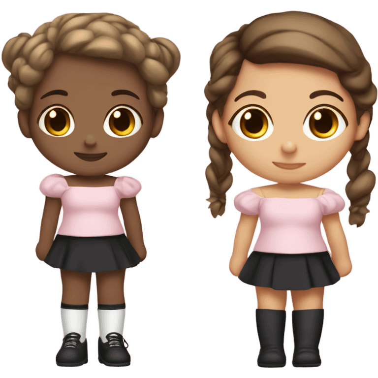 A bow with soft pink and a small girl with brown hair light tan skin off shoulder shot and black leggings sitting on the bow emoji