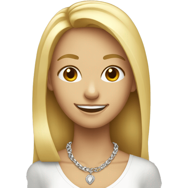 Thin smiling blonde female with necklace emoji