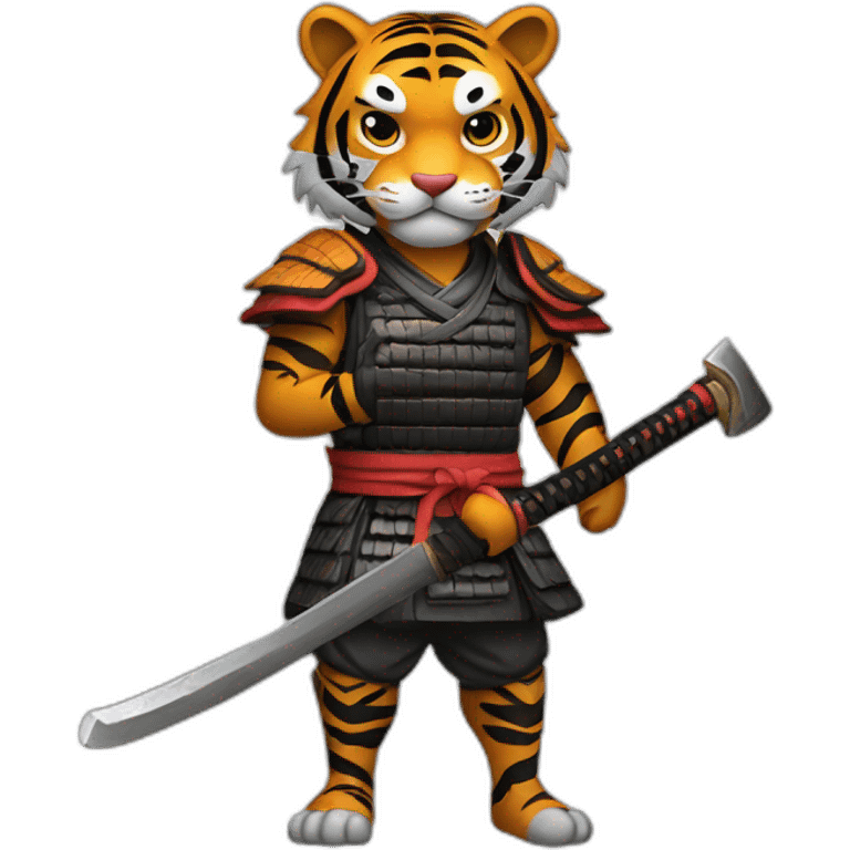 Tiger samurai holding axe emoji