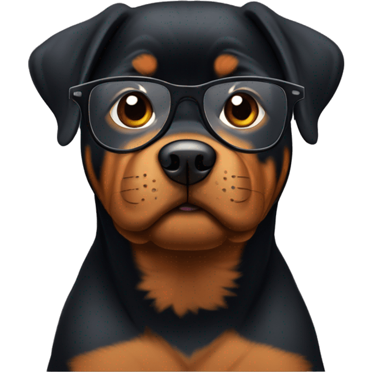 Rotweiler dog with glasses  emoji