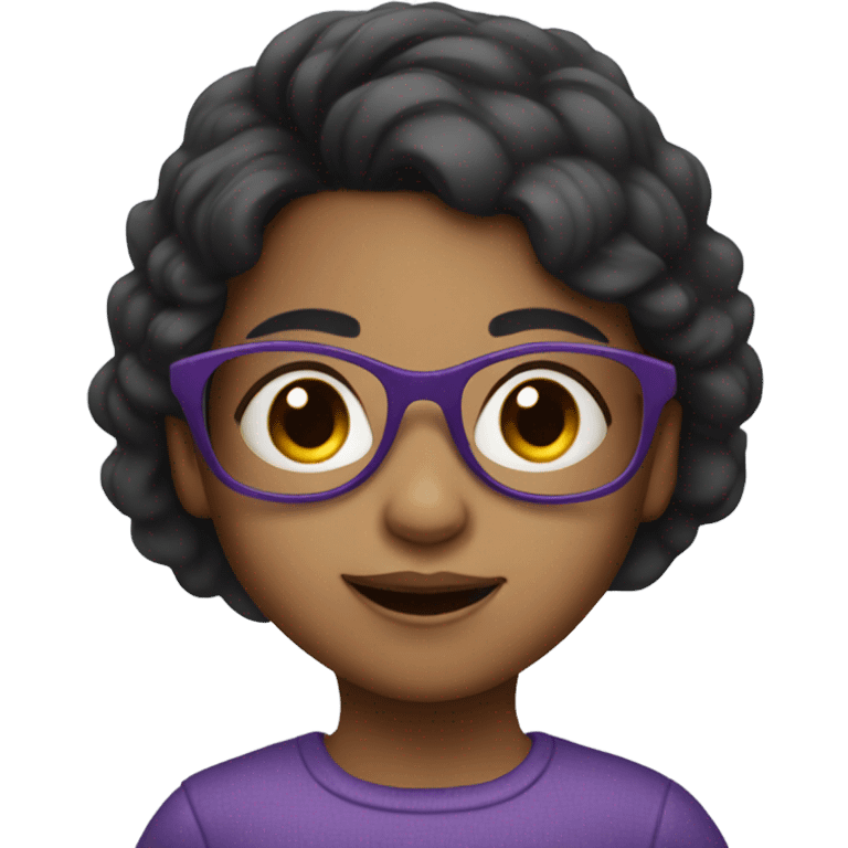 little girl in purple glasses and dark hair emoji