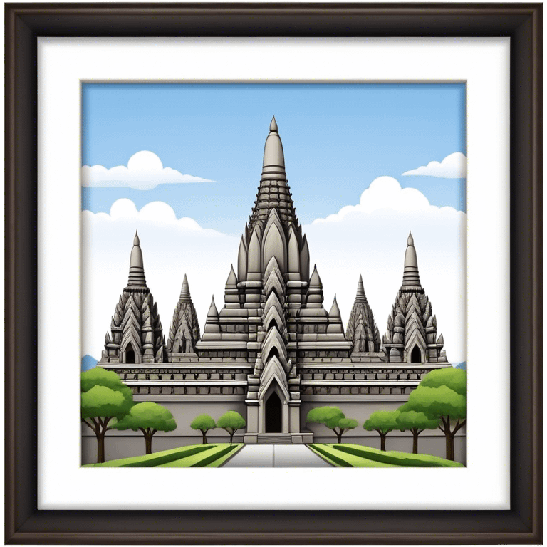 Prambanan Temple Landmark Emoji – Showcasing its towering Hindu temple spires with intricate carvings. emoji