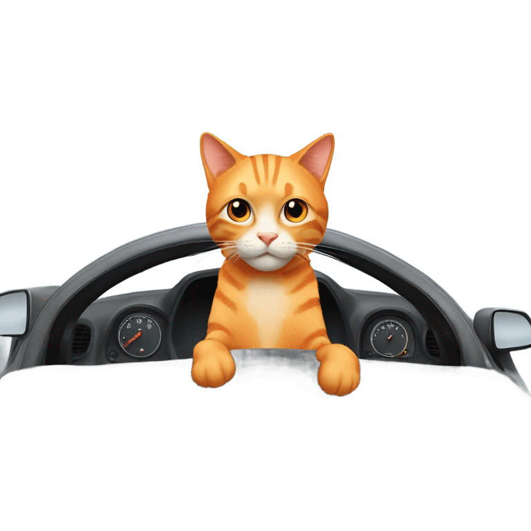 Orange cat driving car emoji