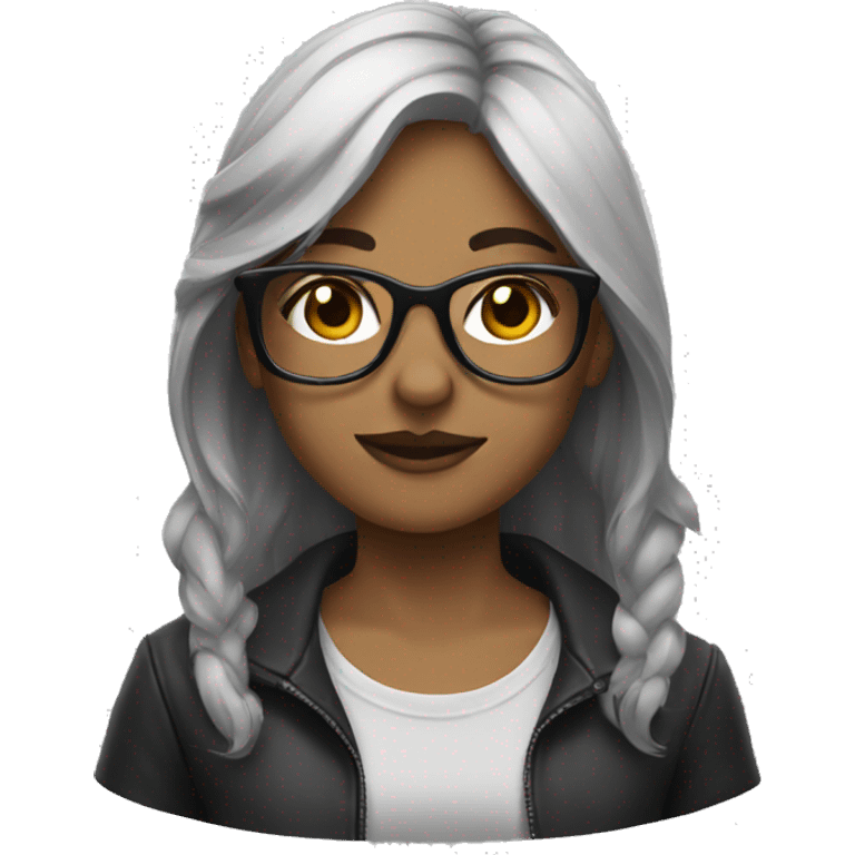 girl with glasses and wolfcut emoji