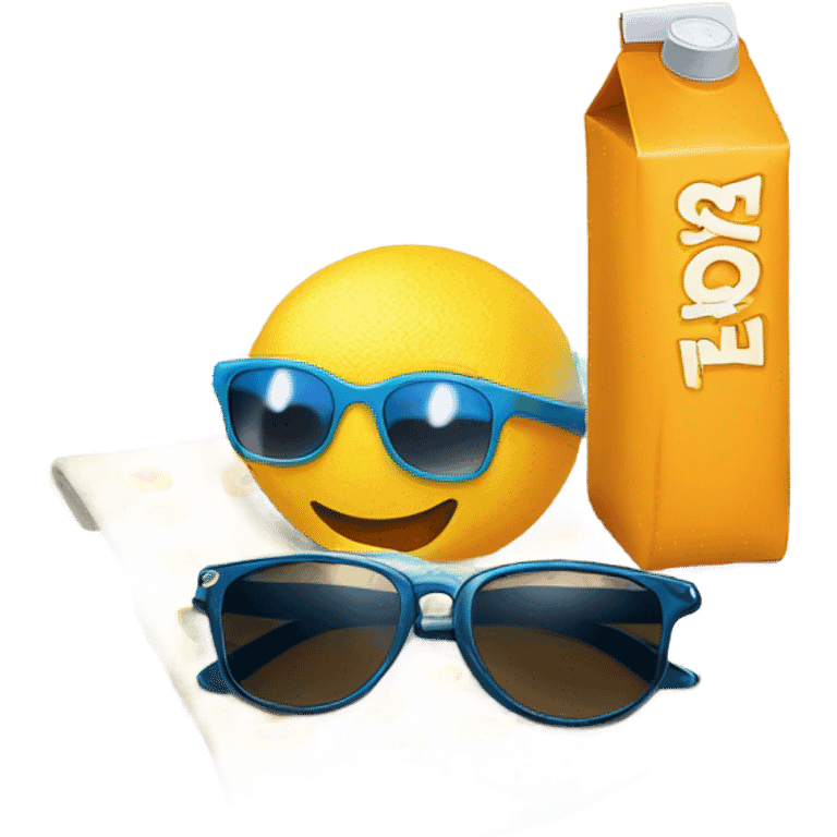 A juice carton sunbathing emoji