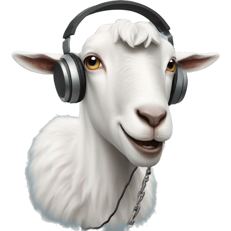 goat with headphones and a chain singing with a microphone emoji