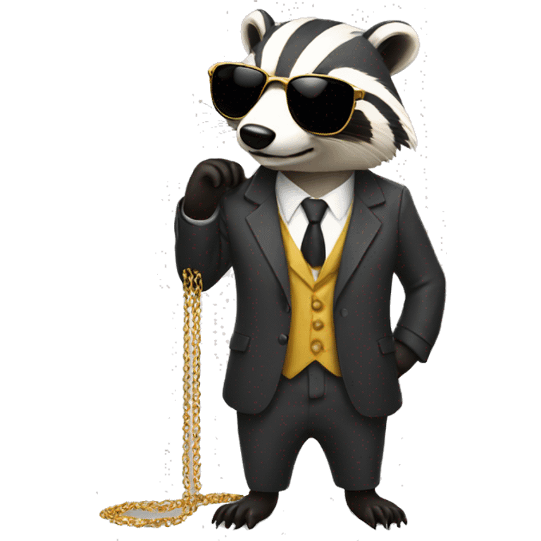 badger wearing a suit with shades with a golden solana chain emoji