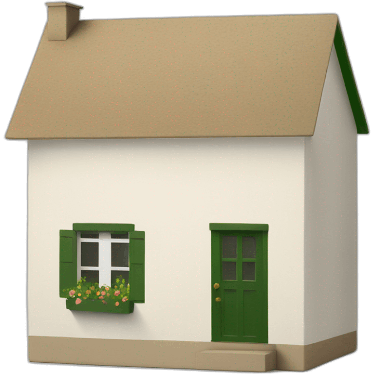 house box beige white green emoji