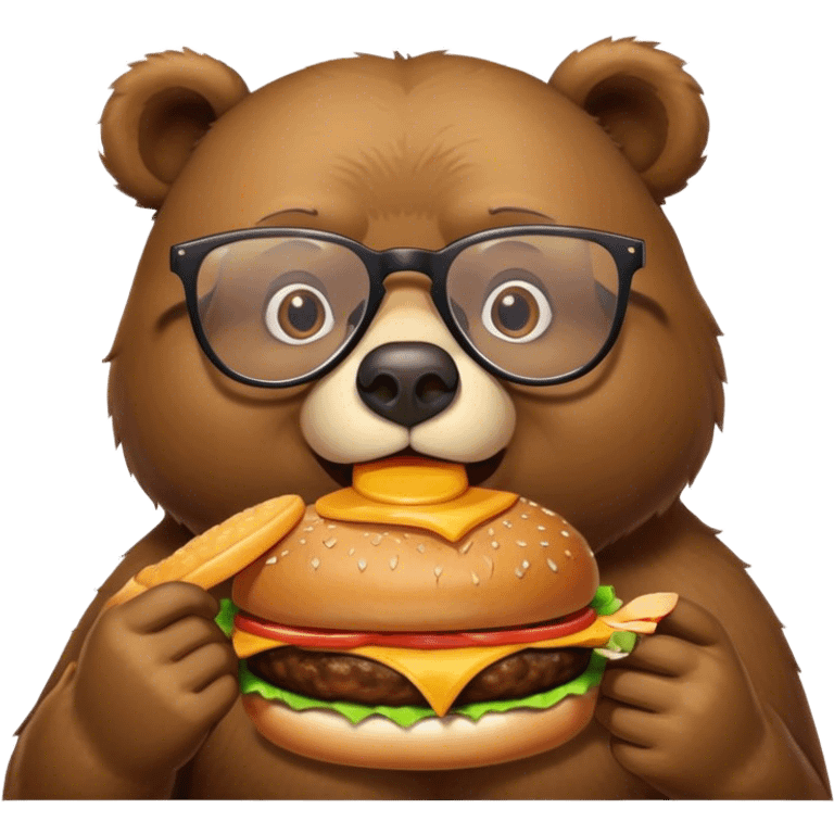 Bear with glasses and burger emoji