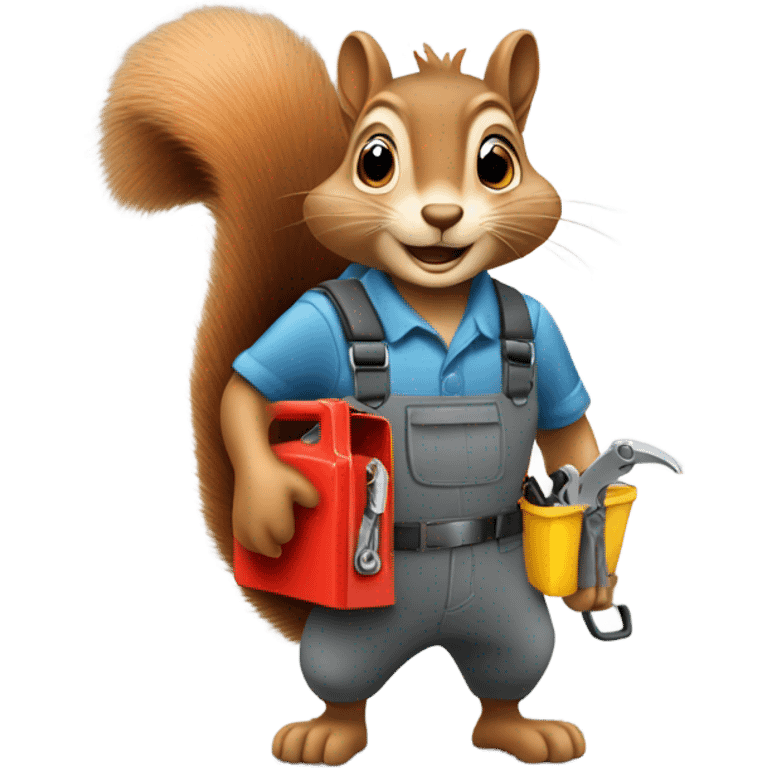 squirrel with a toolbox working on a car emoji