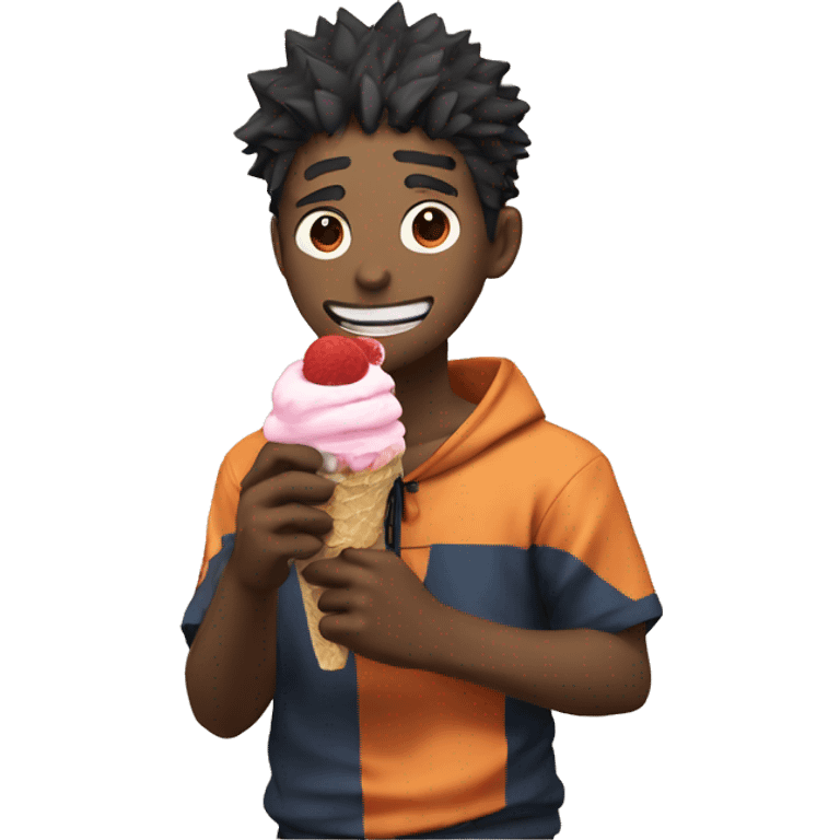 Naruto eating a ice cream emoji