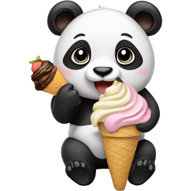 Panda eating ice cream emoji