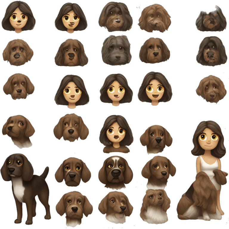 Brunette white woman with dog emoji