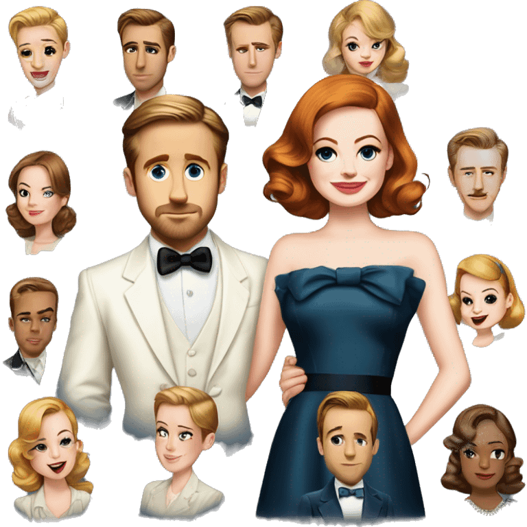 Ryan gosling and Emma stone 1940s dresses party emoji