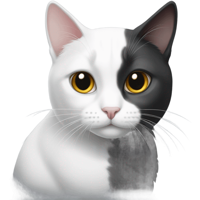 white cat with gray and black cat  emoji