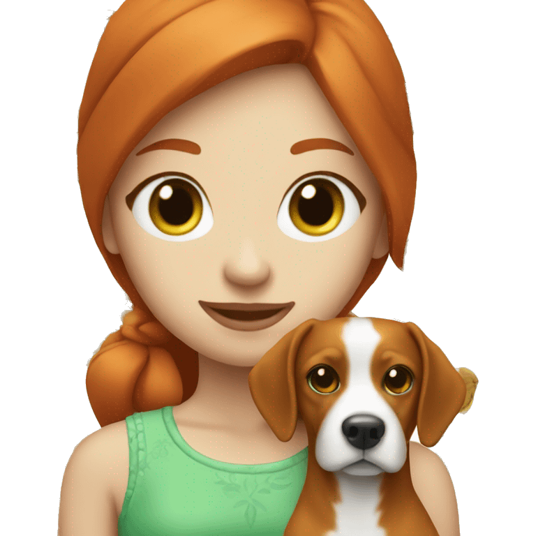 Redhead girl with green icing and my dog emoji