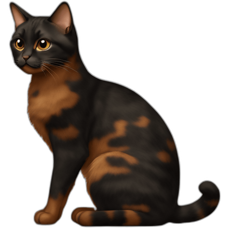 A dit black and brown tortoiseshell cat without white fur emoji