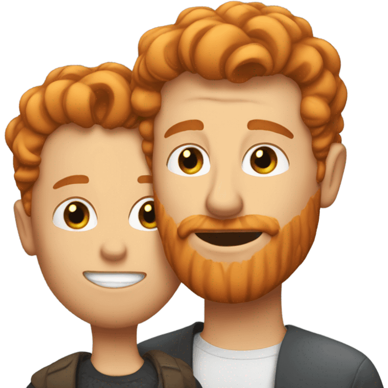 Ginger man kissing brunette man emoji