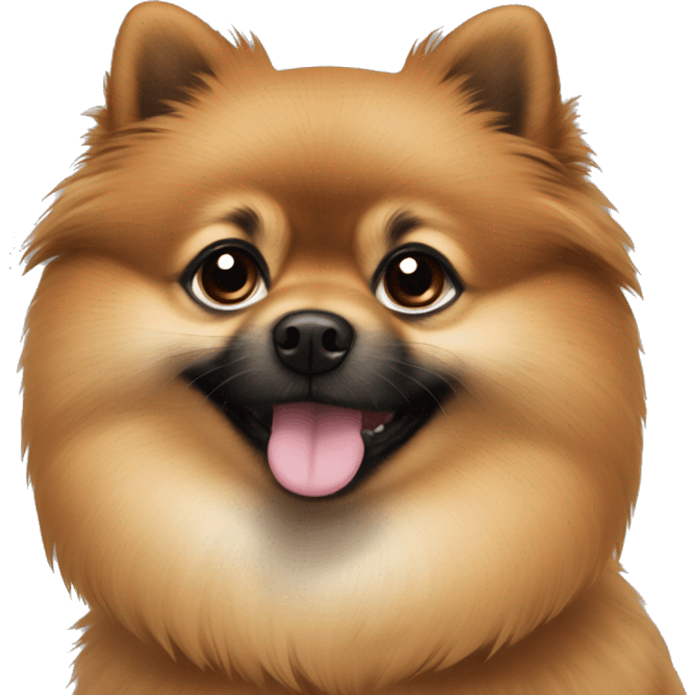 Brown Pomerania with black mouth emoji