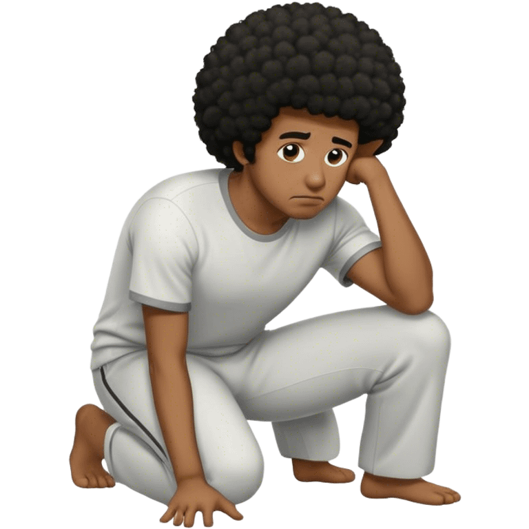 sad man kneeling with an afro haircut emoji