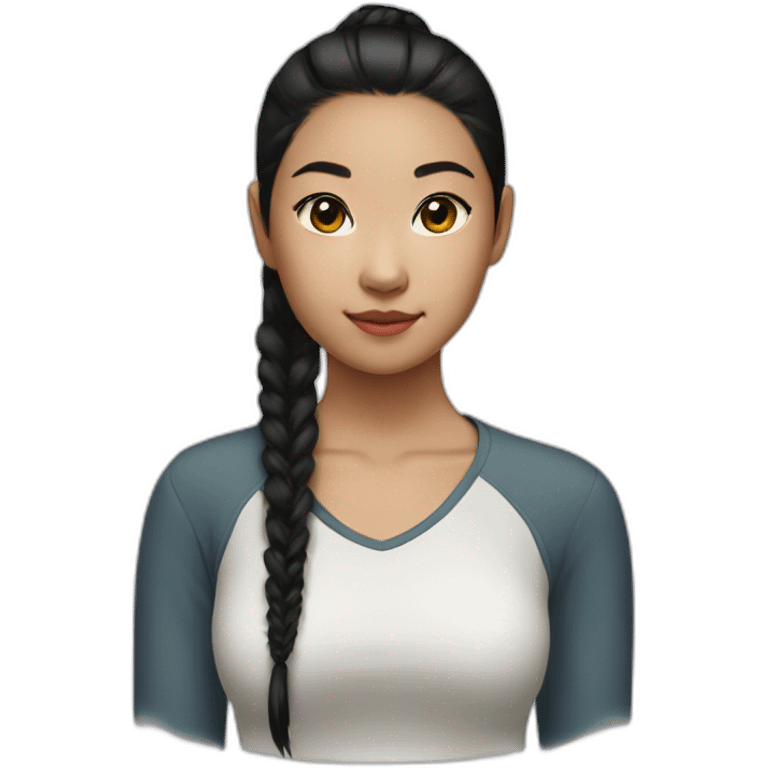 black ponytail asian girl emoji