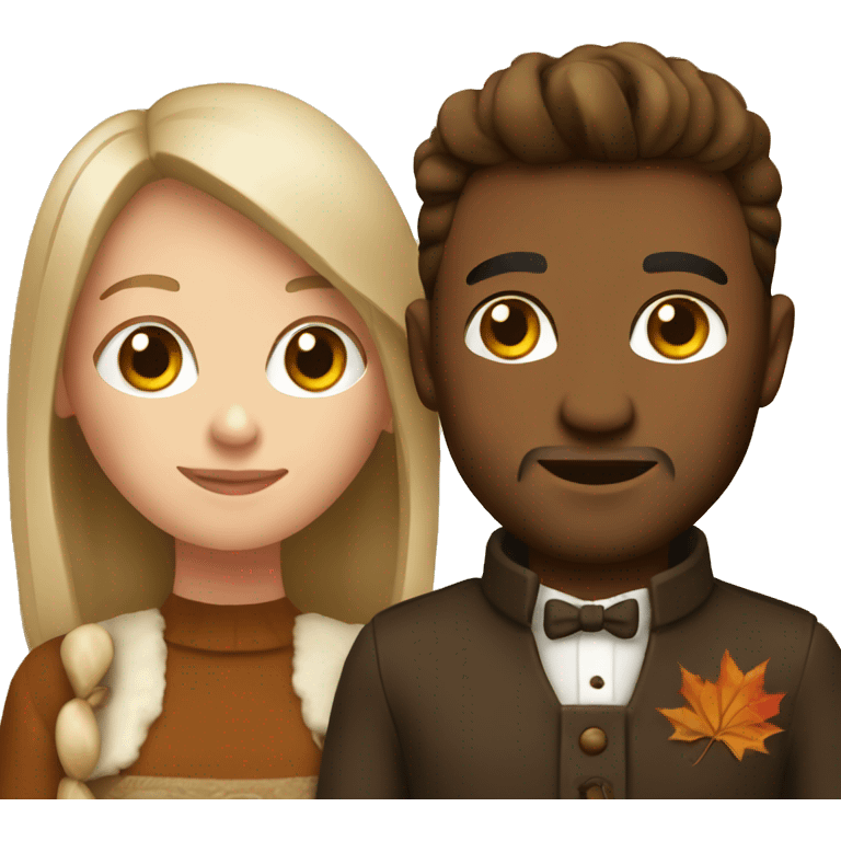 White couple dressed up for Thanksgiving emoji