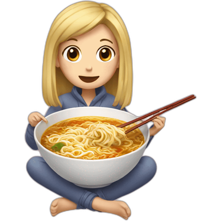 Girl eating ramen emoji