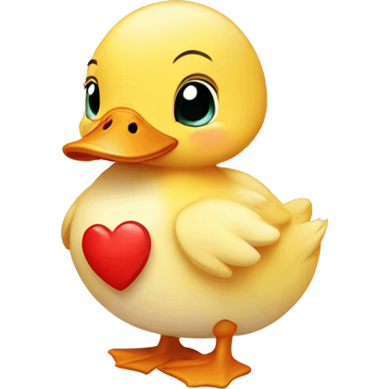 Cute baby duck with heart emoji