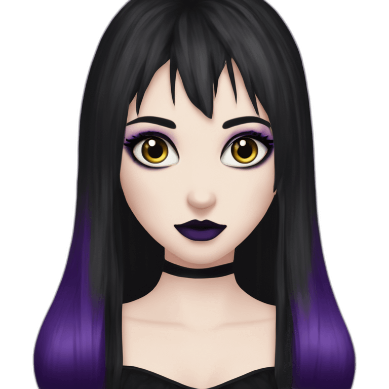 Elissabat -with bangs -long-hair-dark-plumpurple-and-black-vampire-goth-makeup-pinkeyes-romanticgothcloses emoji