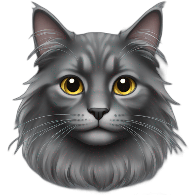 dark gray long haired cat emoji