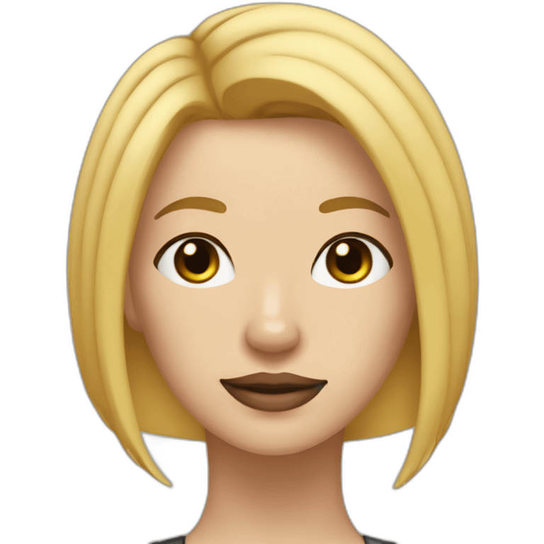 Blond lady with shoulder length bob haircut and a black and white Pitbull emoji