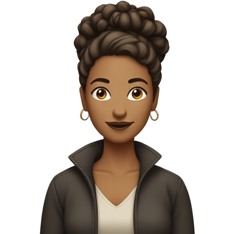 brown woman with sort curly hair in a bun kind of aged emoji