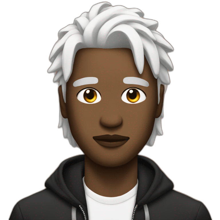 Rapper with white hair with a stray in the middle emoji